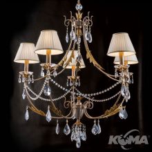 Miramare żyrandol lampa wisząca 5x40W E14 230V srebrny/złoty + abażur szampański